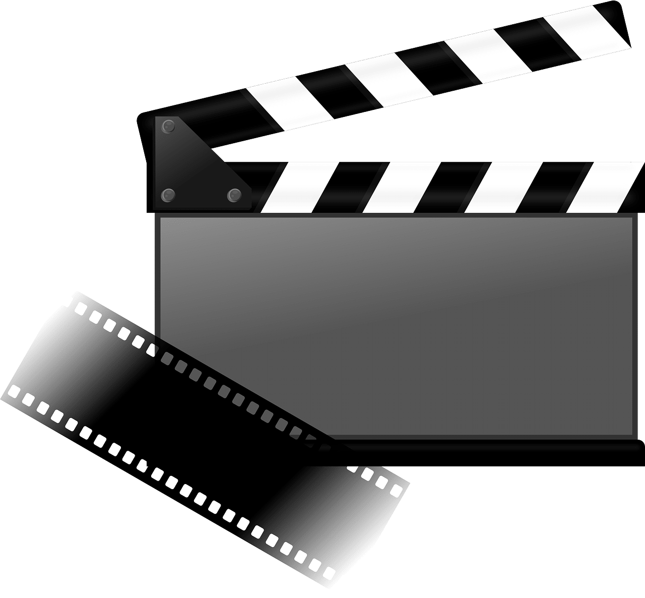 grayscale movie director's board next to a splice of film