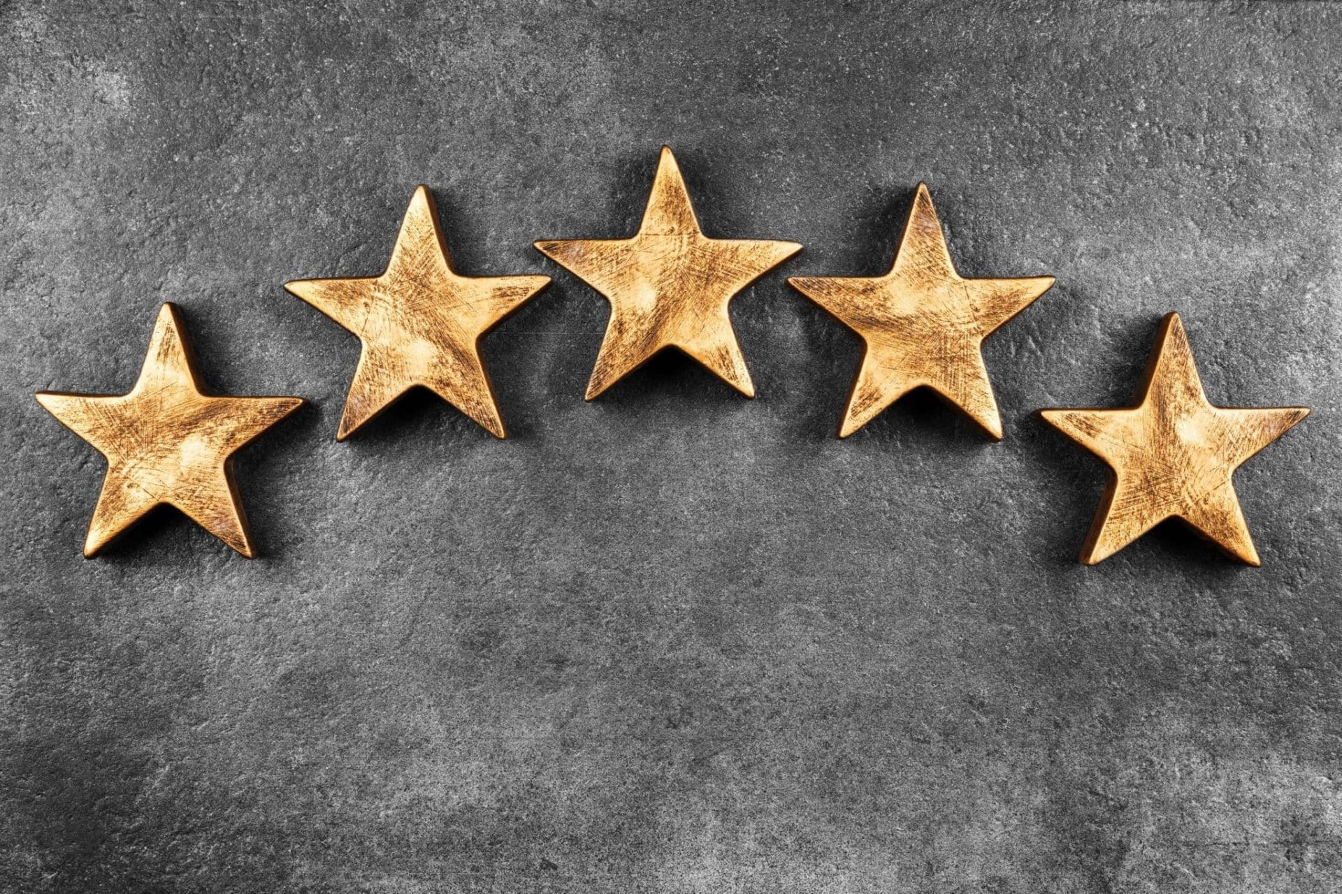 5 gold star review symbol