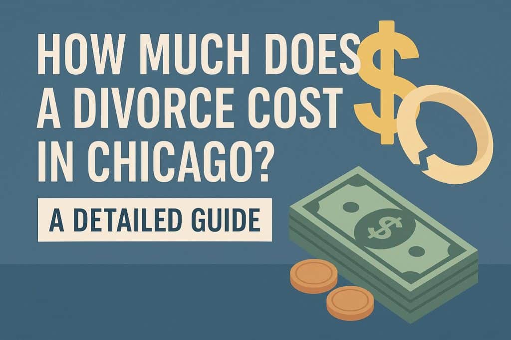 sign that says "how much divorce costs in Chicago"
